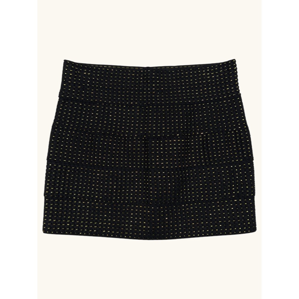 Body Central Womens Black Gold Metallic Bandage Mini Skirt Size M Party Bodycon